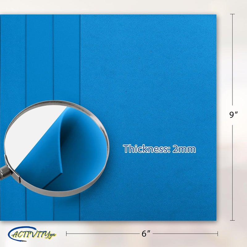 ACTIVITYYA Blue EVA Foam Sheets, 6 x 9 Inch, 2mm Thick – Foam Paper for DIY Arts and Crafts, School Projects, and More – 8 Pack - Image 2